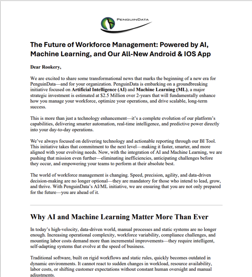 White Paper: The Future Workforce Management: Powered by AI and Machine Learning.